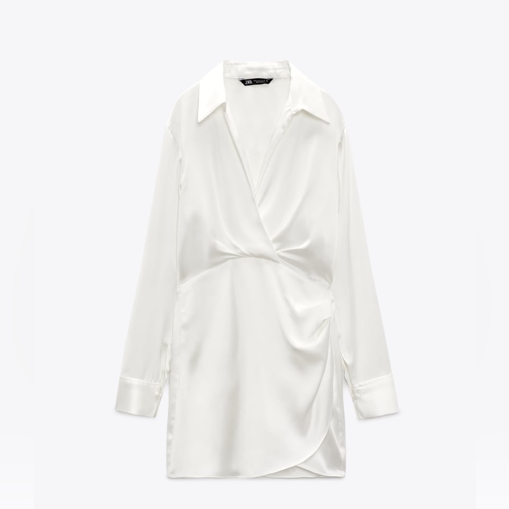 ZARA WHITE SATIN MINI DRESS